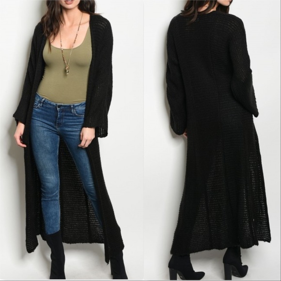 ... Sweaters - 💋LAST S&M💋LONG KNIT BLACK CARDIGAN